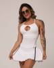 Vestido Fitness Gota com Short Embutido Branco