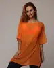 Blusa Mullet Solta de Tule Laranja Neon