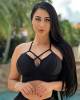 Top Fitness Strappy Brocado Preto