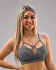 Top Fitness Strappy de Jacquard Cinza