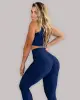 Conjunto de Top Cropped e Legging Empina Bumbum de Jacquard Coconut Azul Marinho (1 top + 1 legging)