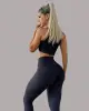 Conjunto de Top Cropped e Legging Empina Bumbum de Jacquard Coconut Preto (1 top + 1 legging)