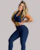 Conjunto de Top Cropped e Legging Tradicional de Jacquard Coconut Azul Marinho (1 top + 1 legging)