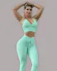 Conjunto de Top Cropped e Legging Tradicional de Jacquard Coconut Verde Água (1 top + 1 legging)
