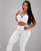 Conjunto de Top Strappy e Legging de Jacquard Empina Bumbum Coração Branco (1 top + 1 legging)