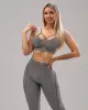 Conjunto de Top Strappy e Legging de Jacquard Empina Bumbum Coração Cinza (1 top + 1 legging)