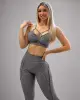 Conjunto de Top Strappy e Legging de Jacquard Empina Bumbum Coração Cinza (1 top + 1 legging)
