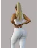 Conjunto de Top Cropped e Legging Empina Bumbum de Jacquard Coconut Branco (1 top + 1 legging)