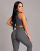 Conjunto de Top Cropped e Legging Empina Bumbum de Jacquard Coconut Cinza Grafite (1 top + 1 legging)