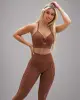 Conjunto de Top Cutty e Legging de Jacquard Empina Bumbum Coração Marrom (1 top + 1 legging)