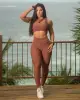 Conjunto Top OneFit e Legging Empina Bumbum Coração Brocada Castanho (1 top + 1 legging)