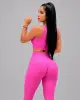 Conjunto de Top Cropped e Legging Empina Bumbum de Jacquard Coconut Rosa (1 top + 1 legging)